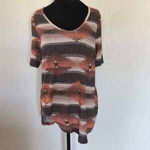 Like New Asymmetrical Knit High-Low Tunic – Grey, Charcoal & Blush Tones